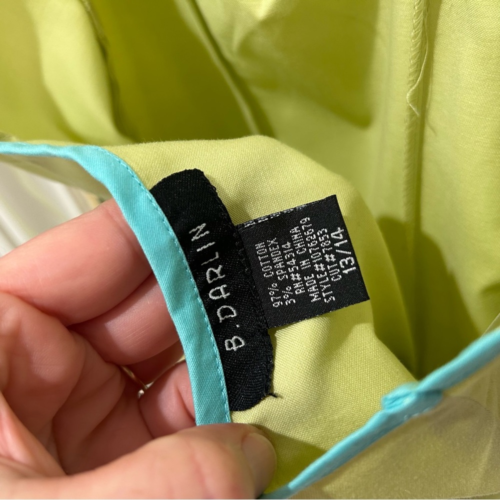 Vintage B. Darlin Lime Green Halter Dress Embroidered Bird Floral A-Line NWT Med - Picture 10 of 12